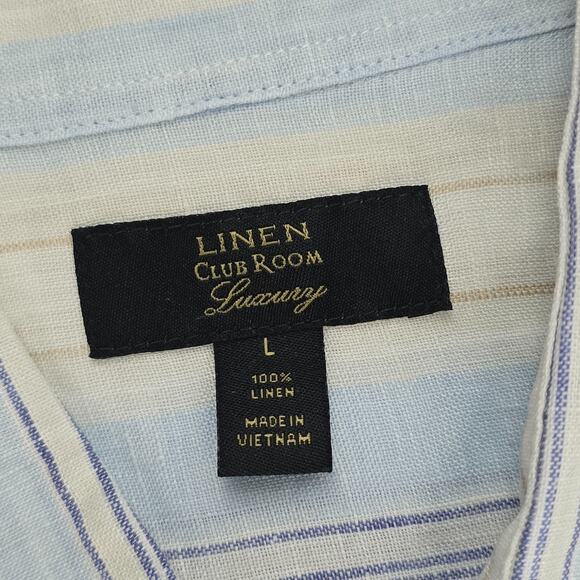 Linen Club Room luxury short sleeve button down shirt L linen 6842 - Picture 5 of 6